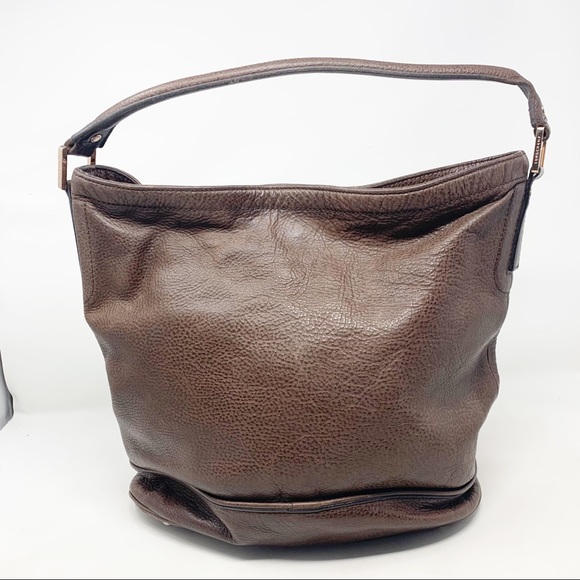 Longchamp | Cosmos Brown Pebbled Leather Hobo/Bucket Bag - Picture 3 of 16